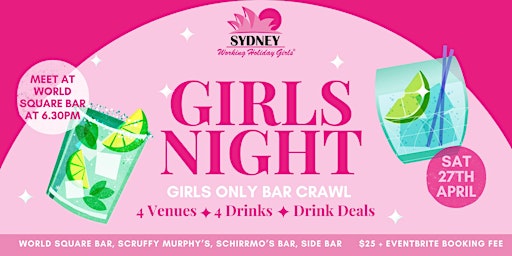Imagem principal do evento Girls Night: Girls Only Bar Crawl | Saturday 27th April