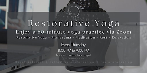 Primaire afbeelding van Free Restorative Yoga Class (via Zoom)