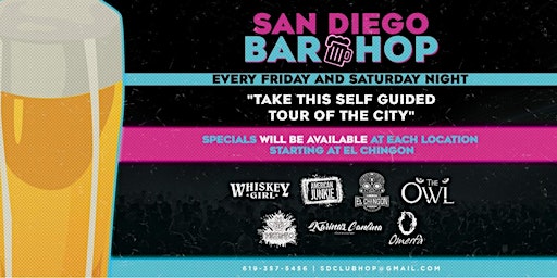 Primaire afbeelding van SD BAR HOP SELF GUIDED BAR TOUR FRIDAY MARCH 29TH