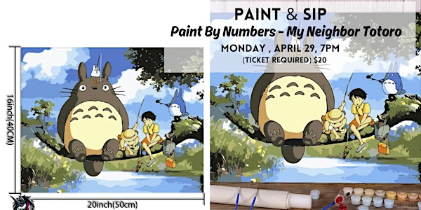 Paint & Sip - My Neighbor Totoro- TICKET IS ON CHEDDAR UP