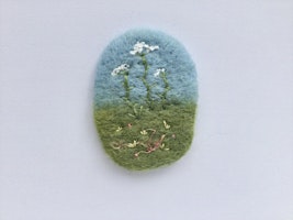 Needle felted brooch with embroidered flowers primary image