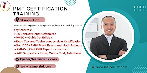 Primaire afbeelding van PMP Exam Prep Instructor-led Certification Training Course in Stamford, CT