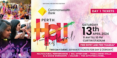 Imagen principal de Holi Festival Perth - 13th April 2024 - FREE Entry & Thandai**