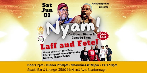 Imagem principal do evento Nyam! Laff and Fete: Caribbean Comedy, Dinner, and Dance