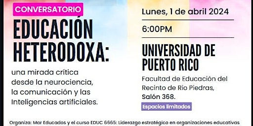 Imagen principal de Conversatorio Educación Heterodoxa: Una mirada crítica desde la neurociencia, la comunicación ...