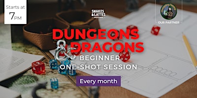 Imagem principal do evento Dungeons & Dragons Beginner One-Shot Session - Snakes & Lattes Midtown