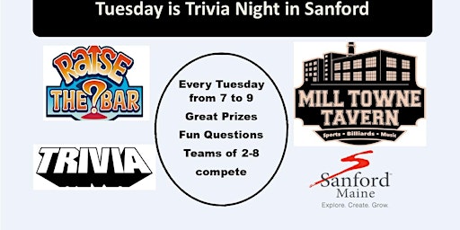 Raise the Bar Trivia Tuesdays at Mill Towne Tavern in Sanford primary image