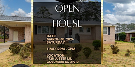 OPEN HOUSE, SATURDAY MARCH 30, 12PM TO 3PM