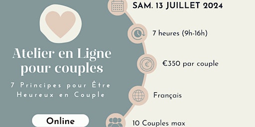 Imagem principal do evento Atelier en Ligne pour Couples - 7 Principes pour un Mariage Heureux