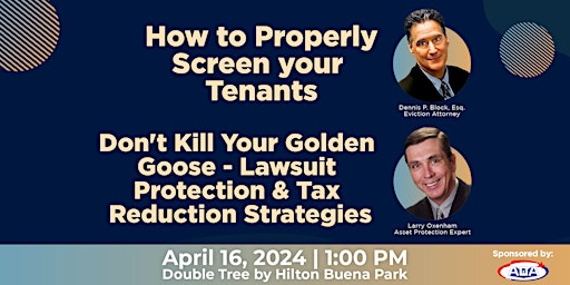 Primaire afbeelding van How to Properly Screen Tenants also Lawsuit Protection and Tax Strategies