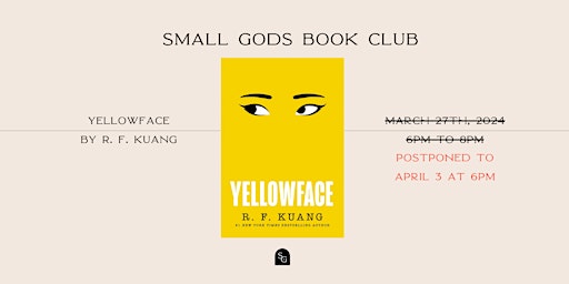 Imagen principal de Small Gods Book Club March Discussion - Yellowface