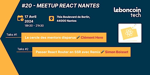 Primaire afbeelding van #20 - Meetup React Nantes x leboncoin tech