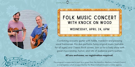 Primaire afbeelding van Folk Music Concert with Knock on Wood