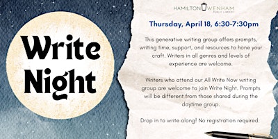 Imagen principal de Write Night: Generative Writing Group