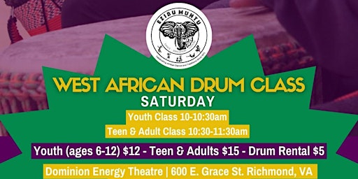 Ezibu Muntu's Saturday Youth West African Drum Class primary image