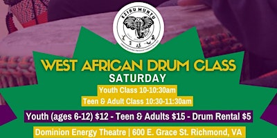 Ezibu Muntu's Saturday Youth West African Drum Class primary image