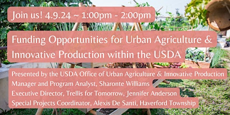 Funding Opportunities: Urban Agriculture & Innovative Production with USDA