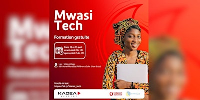 Hauptbild für 2 jours de formation gratuite Mwasi Tech Kinshasa 12 et 13 avril