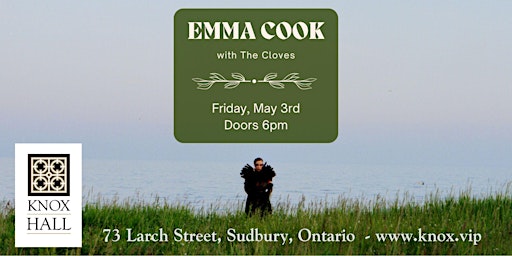 Imagem principal do evento EMMA COOK Live @ Knox Hall with special guests The Cloves