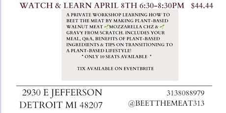 Beetthemeat Plantbased Cooking Watch & Learn Workshop