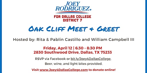 Joey Rodriguez for Dallas College District 7 - Oak Cliff Meet & Greet primary image