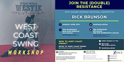 Imagen principal de Rick Brunson Intermediate West Coast Swing Workshop