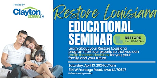 Hauptbild für Restore Louisiana Educational Seminar