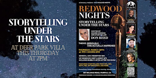 Primaire afbeelding van REDWOOD NIGHTS ~ Storytelling Under the Stars at Deer Park Villa