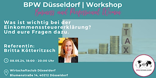 Imagen principal de BPW Düsseldorf Workshop: Was ist wichtig bei der Einkommenssteuererklärung?