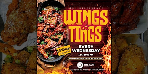 Hauptbild für The All New #WINGSANDTINGS @theiconrestaurantdallas | $3 YOU-CALL-IT WINGS