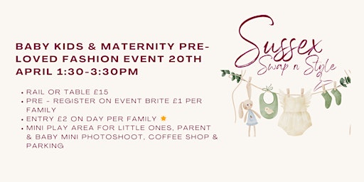 Imagem principal do evento Sussex Swap n Style Baby, Kids & Maternity clothing (pre-loved fashion)