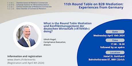 11th Round Table on B2B Mediation: Experiences from Germany