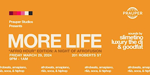 Image principale de MORE LIFE - "Afriq Hour" Edition: A Night of Afrofusion at Prauper Studios