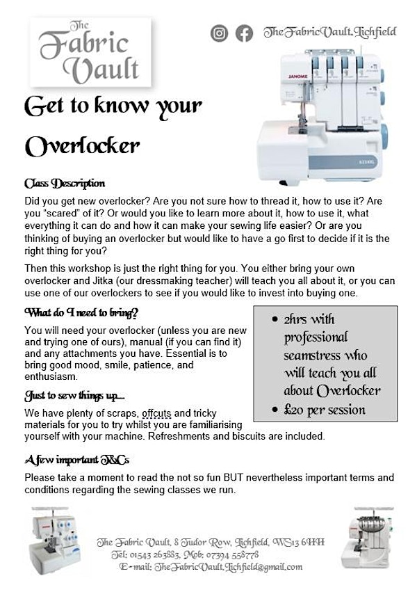 Sewing Lessons - Get to know your Overlocker