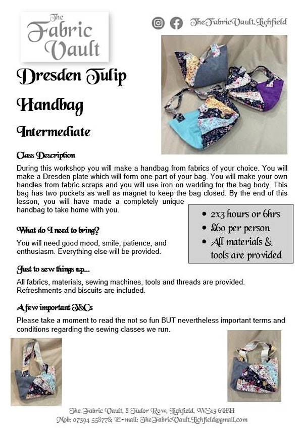 Sewing Lessons - Dresden Tulip Handbag