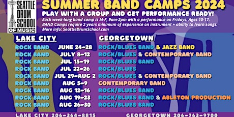 Summer Band Camps 2024 at Seattle Drum School of Music - Georgetown