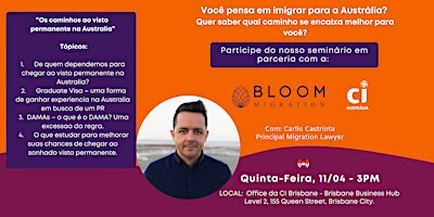 Hauptbild für CI Migration Seminar - Caminhos ao visto permanente na Austrália