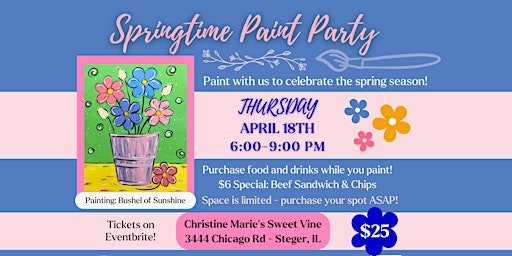 Imagem principal do evento Springtime Paint Party @ Christine Marie's Sweet Vine