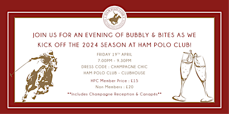 Primaire afbeelding van Ham Polo Club : Bubbly & Bites 2024 Pre-Season Launch Event