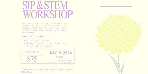 Immagine principale di Sip And Stem Workshop: Flowers For Mama 