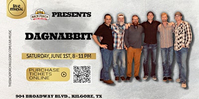 Imagen principal de Longview native band DAGNABBIT performs LIVE at The Back Porch!