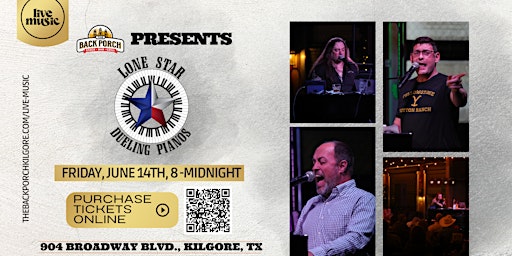 Image principale de Lone Star Dueling Pianos performs LIVE (FRIDAY) at The Back Porch!