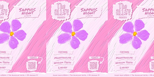 Primaire afbeelding van The Alley Presents: Sapphic Night Ft. Monstahouse, Wisdom Teeth & Lindsey