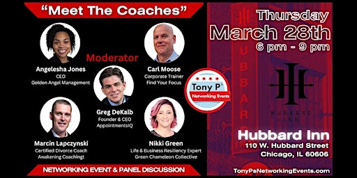 Primaire afbeelding van Tony P's "Meet The Coaches" Networking Event & Panel Discussion: Mar 28th