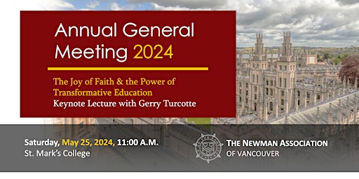 Newman AGM 2024,  Keynote by Gerry Turcotte primary image