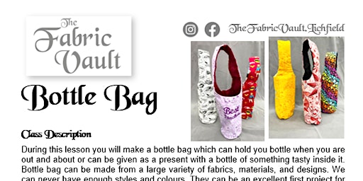 Image principale de Sewing Lessons - Bottle Bag