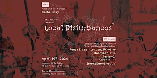 Primaire afbeelding van Rachel Gray: Local Disturbances Artist Talk and Party