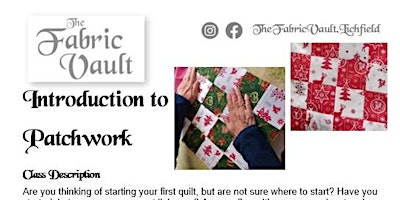 Hauptbild für Sewing Lessons - Introduction to Patchwork