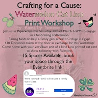 Imagem principal do evento Crafting for a Cause: Watermelon Cat Lino Print Workshop