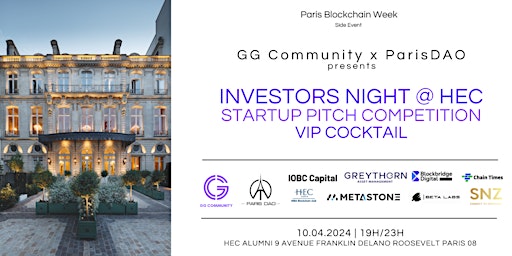 Hauptbild für Investors & Web3 Startups |Pitch Competition |VIP Cocktail @ HEC Alumni